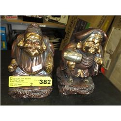 Bronze Oriental statues, 8" tall, 4" x 5" at base