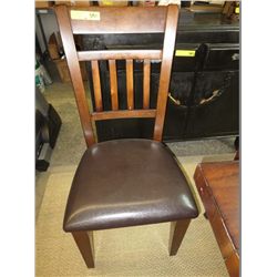 Contemporary wood chair with leather seat - NEW