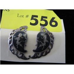 Pair of Siam Sterling screw back earrings