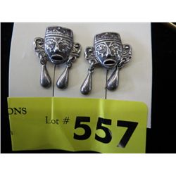 Pair of Mexican silver screw back earrings