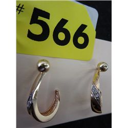 Pair of 14K stud & half hoop earrings