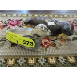 2 carved soapstone statues