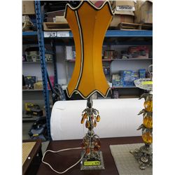 2 vintage brass and glass table lamps