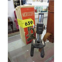 Vintage microscope in original box
