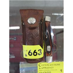 Vintage pocket knife and leather sheath