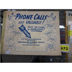 Vintage phone message booklet - unused