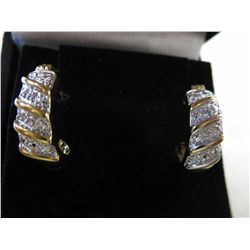 Brand new silver & gold clad diamond earrings