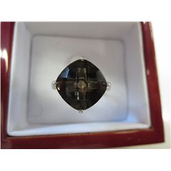 Large 4 carat cushion cut brown topaz ring