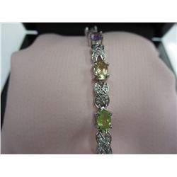 Ladies multi-gemstone & diamond tennis bracelet