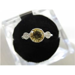 Yellow citrine dinner ring set with 8 diamonds