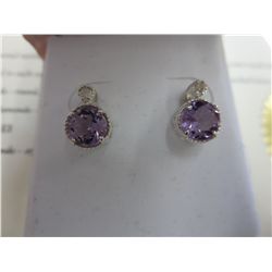 New amethyst & diamond stud earrings in sterling