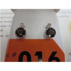 New brown topaz & diamond stud earring in sterling