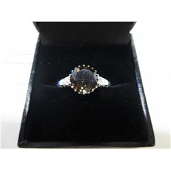 Round cut brown topaz cocktail ring with 8 diamond