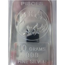 .999 silver "Pisces" art bar