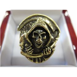 Solid bronze Grim Reaper biker's ring