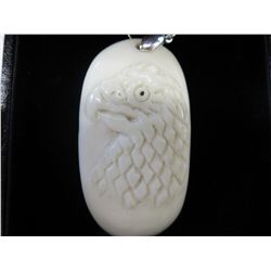 Native buffalo bone eagle necklace