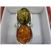 Image 1 : Custom made Baltic amber sterling silver ring