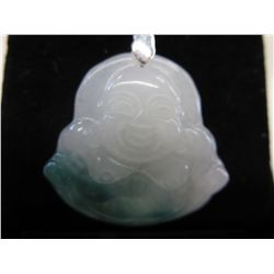 Green & white jade sterling silver necklace