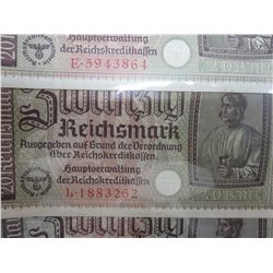 Nazi German Reichsmark bills x 4