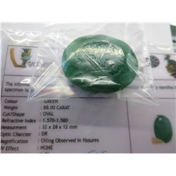 Certified 88 carat museum sized emerald