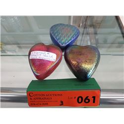 3 signed- Robert Held heart paper weights