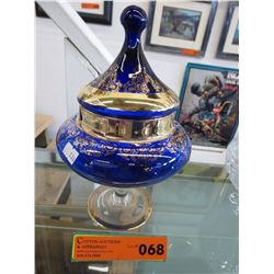 Vintage hand painted cobalt blue dish