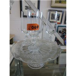 Vintage cake stand & four wine glasses