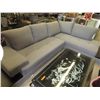 Image 1 : Contemporary sectional, grey, built in end tables