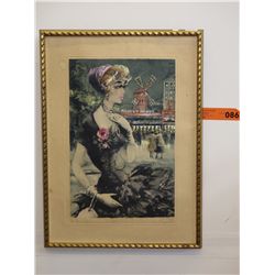 Hand coloured 1950's lithograph - signed