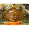 Image 1 : Amber depression glass covered dish