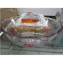 Glass egg shaped bowl with rose embellishment