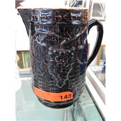 Vintage glazed ceramic jug 9" tall, 6" dia
