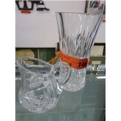 Crystal vase and creamer