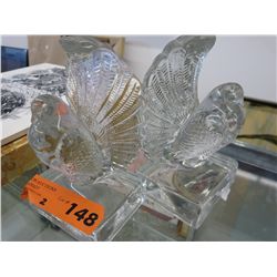2 glass turkey book ends 6" tall, 3" x 3" base
