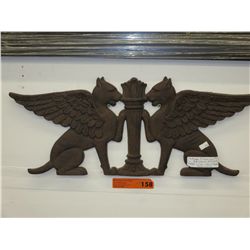Victorian Griffin cast iron wall/door pediment