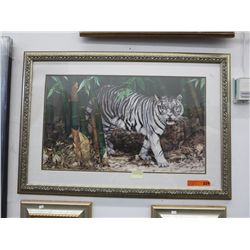 Framed print of a white tiger by Jan Henderson