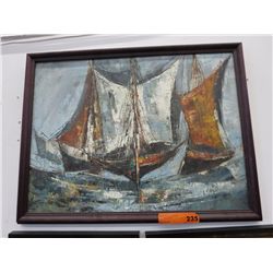 Oil on canvas, signed O Man - Ships