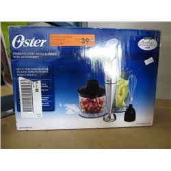 Stainless steel Oster hand blender, in box