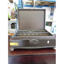 Wooden silverware chest - carved
