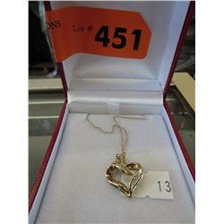 10kt yellow gold diamond heart necklace