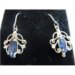 Pair of 14K gold natural blue sapphire earrings