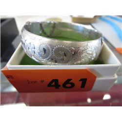 Vintage sterling cuff bracelet with safety chain