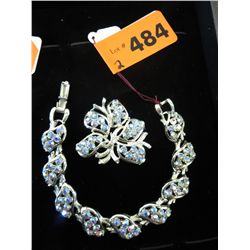 Vintage aurora borealis bracelet and brooch