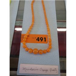 Graduated quartz bead necklace - Mandarin Orange