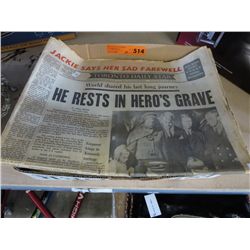 Box of vintage newspapers