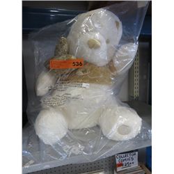 Plush Christmas bear, cream and gold