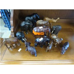13 carved elephants