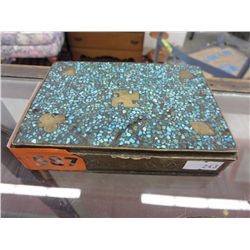 Inlaid brass playing card box