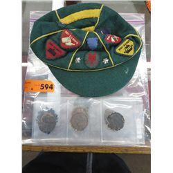 Vintage Scout badges and hat