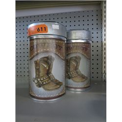 A pair of cowboy canisters